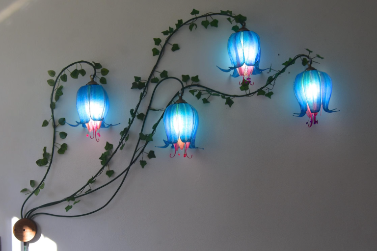 Artisan Crafted Resin Plant Wall Lamp for Romantic Bedrooms