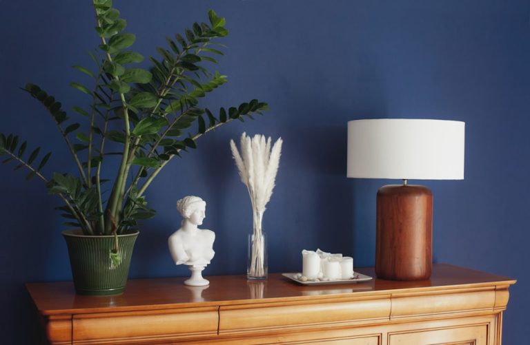 Opulent Gold Leaf Table Lamp Elevates Hotel Lobby Luxury